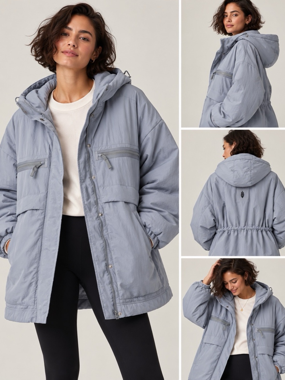 NWT FP Movement Billie Boxy Insulated Jacket Steel Grey M/L $248